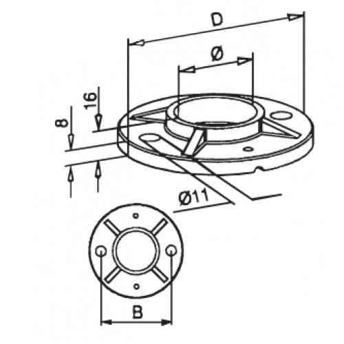 Base Flanges to suit 48.3mm o/d Post-Grade 316 